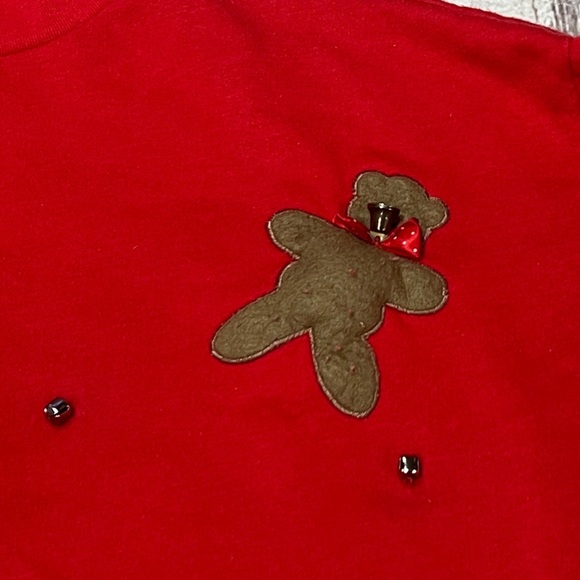 Vintage 1980s Teddy Bear Red Cute Ugly Sweater Pullover Sweatshirt - Picture 3 of 5